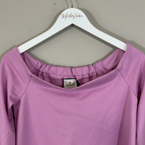 Tuckernuck Miranda Off The Shoulder Blouse Lilac Purple Long Sleeve Sz S - Picture 5 of 11